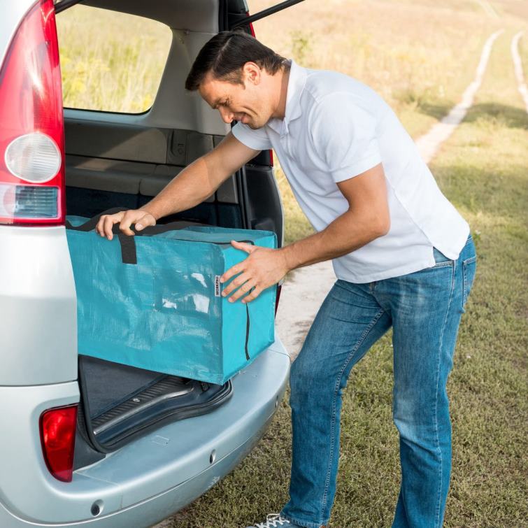 6 Pack Extra Large Heavy-Duty Storage Moving Tote Bags with Zippers & Carrying Handles Backpack Straps 8884L142 Pink/Blue WORKPRO Storage