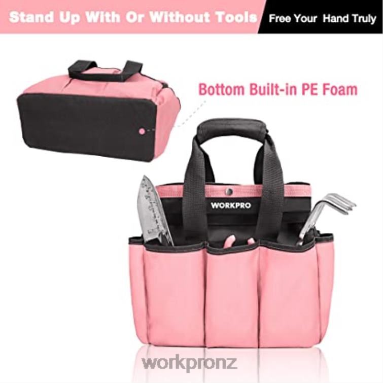 Garden Tool Bag, Garden Tote Storage Bag with 8 Pockets, Home Organizer for Indoor and Outdoor Gardening 8884L256 Pink/Green WORKPRO Storage