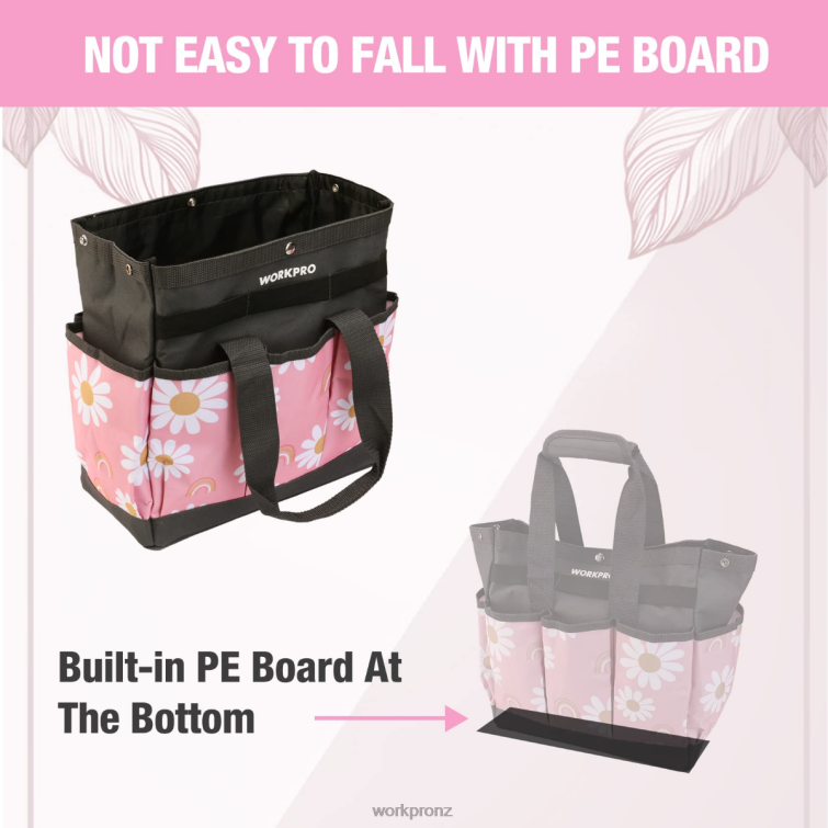 Garden Tool Bag with 9 Pockets 8884L286 Floral White/Floral Pink WORKPRO Storage