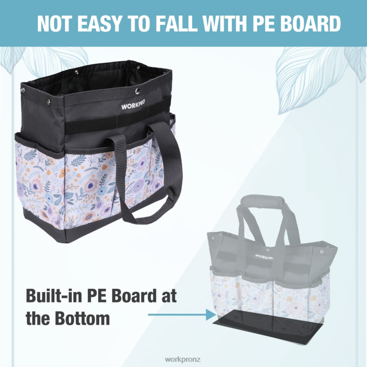 Garden Tool Bag with 9 Pockets 8884L286 Floral White/Floral Pink WORKPRO Storage