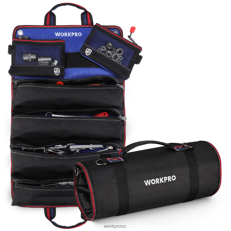Heavy Duty Tool Roll Up Bag Organizer with 6 Pockets and Detachable Tool Pouches 8884L32 New WORKPRO Storage