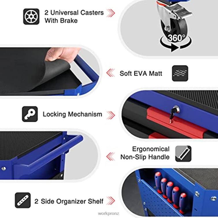 Premium 2-Drawer Rolling Tool Cart, Heavy Duty Utility Industrial Service Cart Storage Organizer with Wheels and Locking System 8884L16 Useful WORKPRO Storage