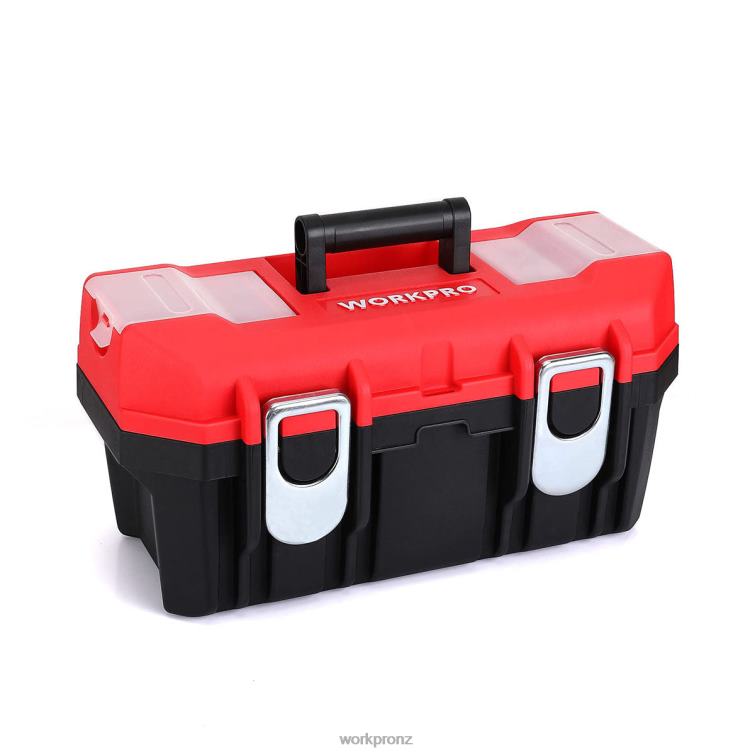 Tool Box Portable with Removable Tray Heavy Duty Toolbox with 2 Metal Latches 8884L33 Useful WORKPRO Storage