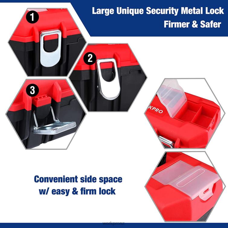 Tool Box Portable with Removable Tray Heavy Duty Toolbox with 2 Metal Latches 8884L33 Useful WORKPRO Storage