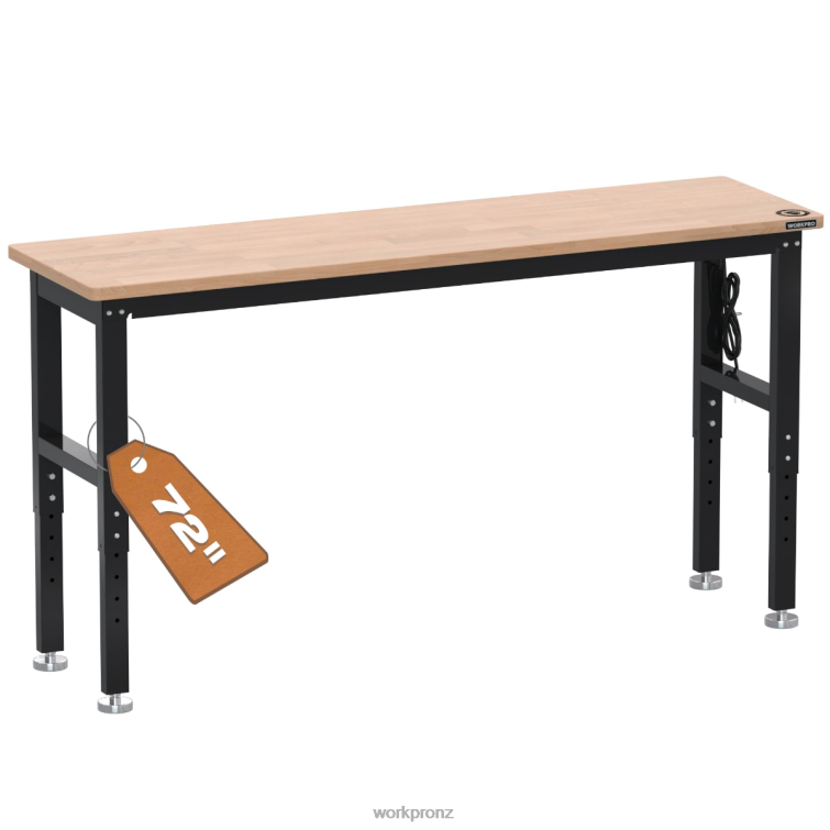 Adjustable Workbench 3000 LBS Load Capacity Hardwood Worktable with Power Outlets 8884L4 Useful WORKPRO Storage