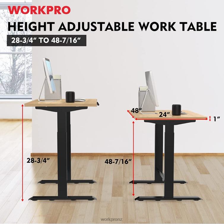 Electric Standing Height Adjustable Workbench with Wooden Top and Dual Motor 8884L5 Morden WORKPRO Storage