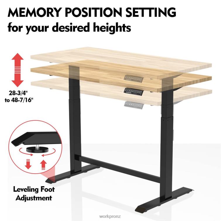 Electric Standing Height Adjustable Workbench with Wooden Top and Dual Motor 8884L5 Morden WORKPRO Storage