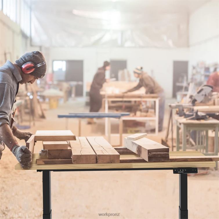 Electric Standing Height Adjustable Workbench with Wooden Top and Dual Motor 8884L5 Morden WORKPRO Storage