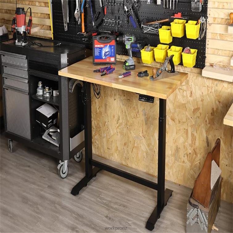 Electric Standing Height Adjustable Workbench with Wooden Top and Dual Motor 8884L5 Morden WORKPRO Storage