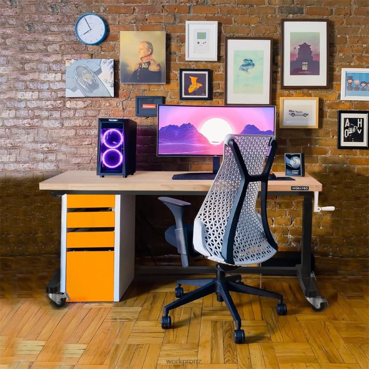 Height Adjustable Work Table with Crank Handle, with Casters and Leveling Feet, 500 Lbs Load Capacity 8884L3 Useful WORKPRO Storage