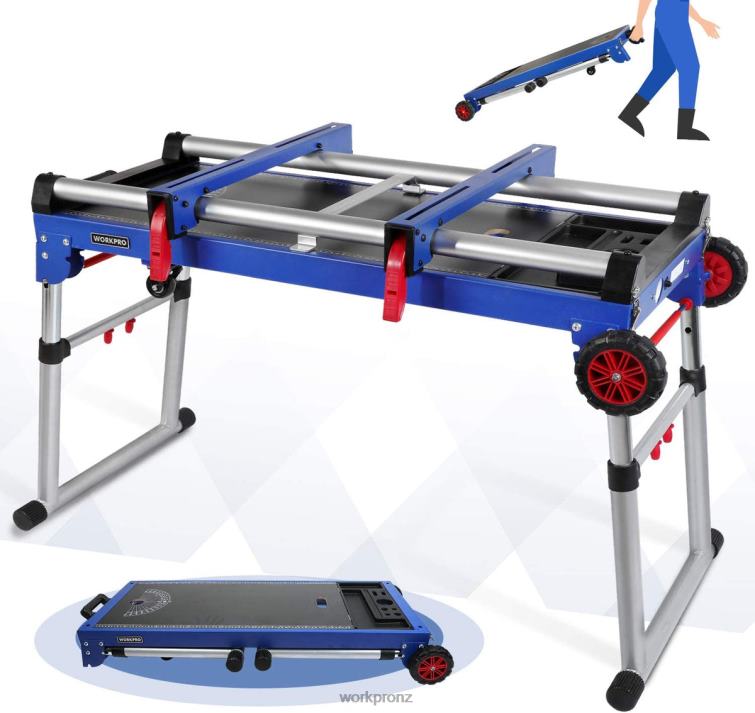 Miter Saw Stand 5-in-1 Portable Workbench with Detachable Miter Saw Stand & Height Adjustable Legs 8884L2 Useful WORKPRO Storage