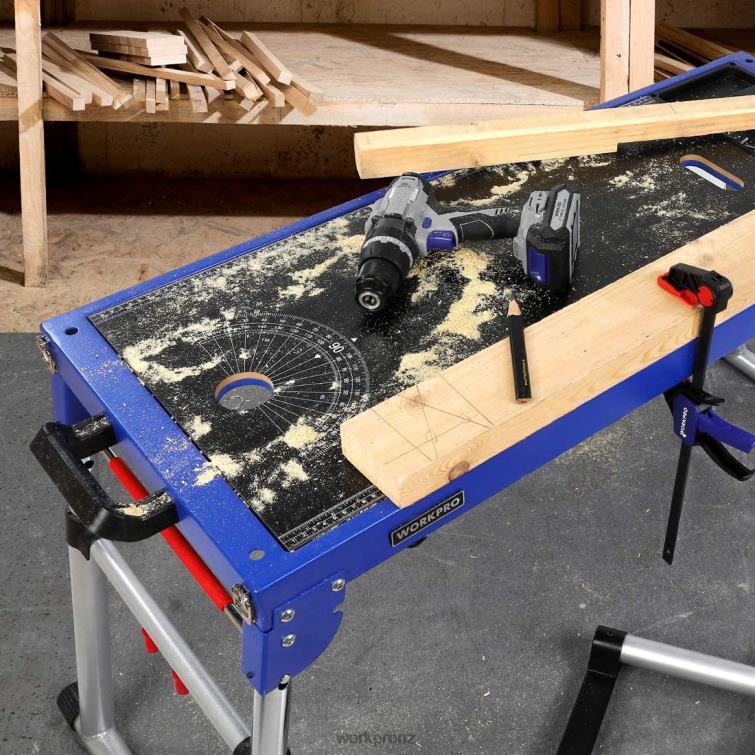Miter Saw Stand 5-in-1 Portable Workbench with Detachable Miter Saw Stand & Height Adjustable Legs 8884L2 Useful WORKPRO Storage